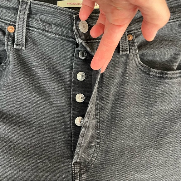 Levi’s Ribcage Bootcut Jeans Washed Black High Waisted  Button Fly Size 31/33 - Picture 10 of 14